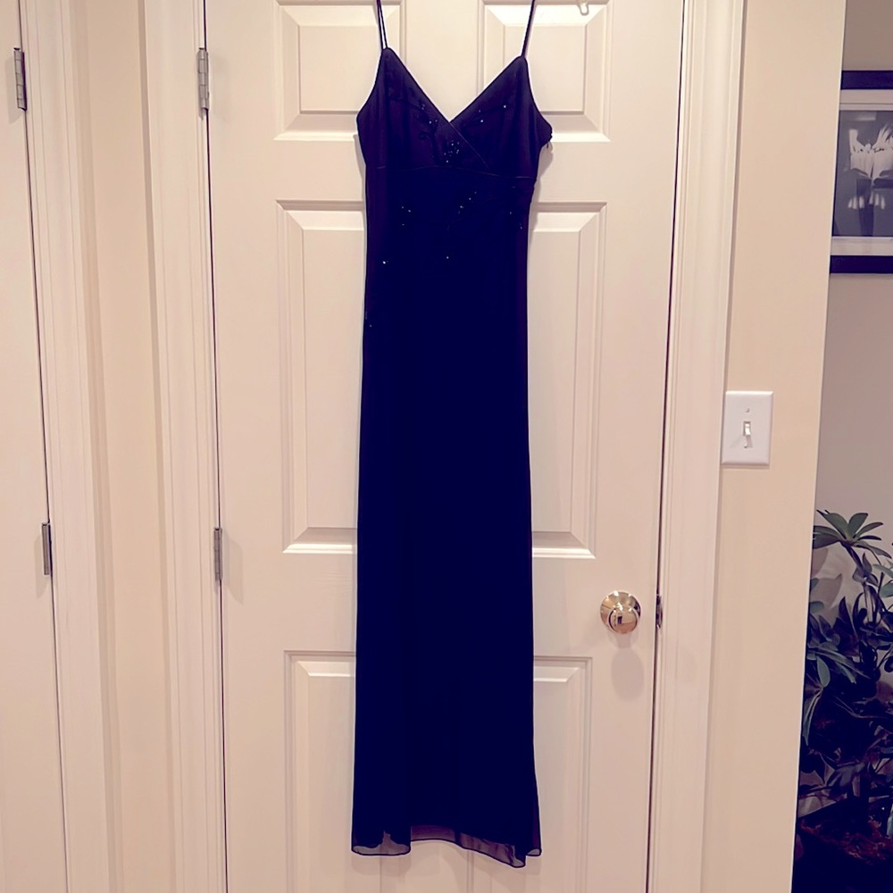 Purple / black formal beaded full length gown